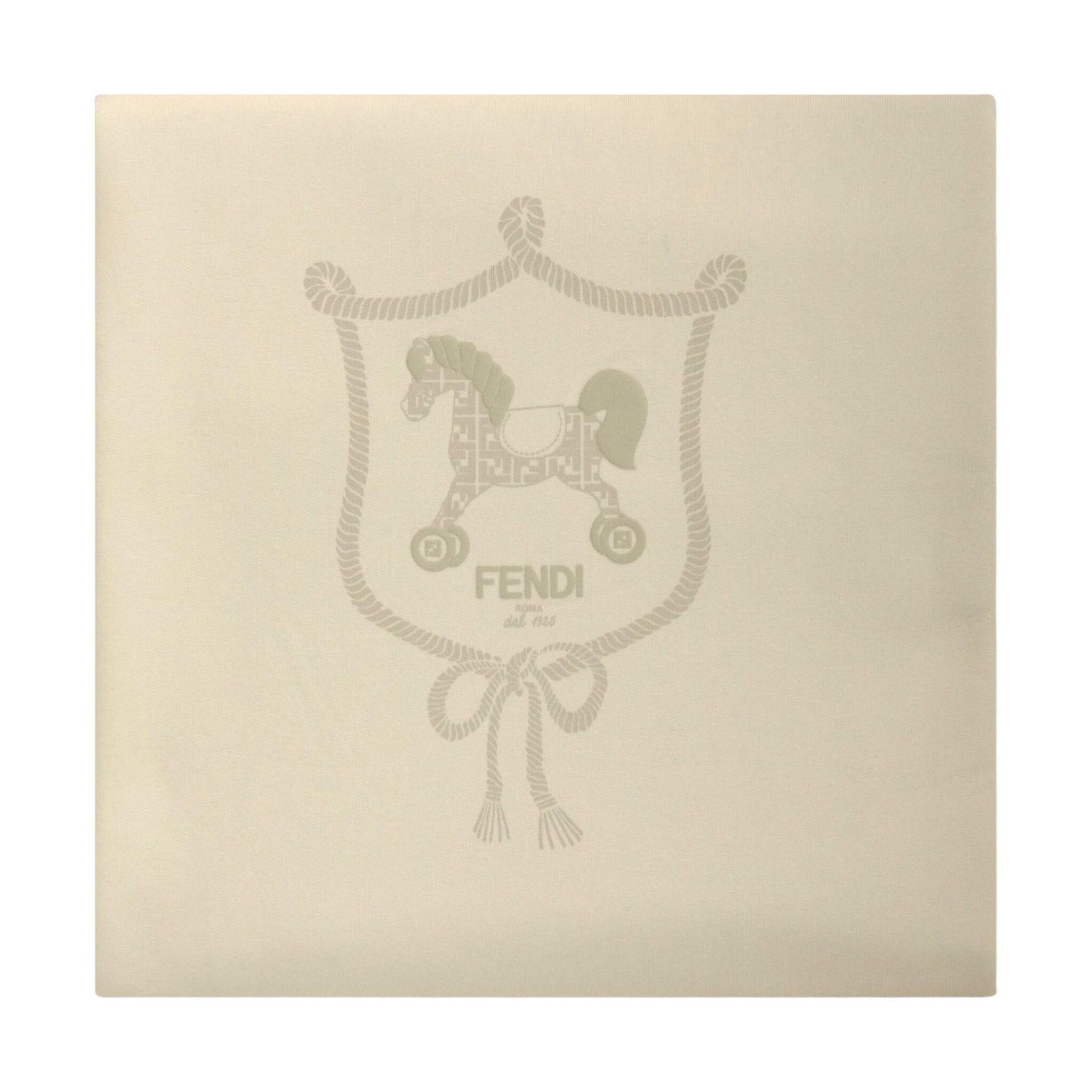 Coperta per neonati Fendi Kids beige con stampa Cavallino Fendi sul davanti - Rubino Kids