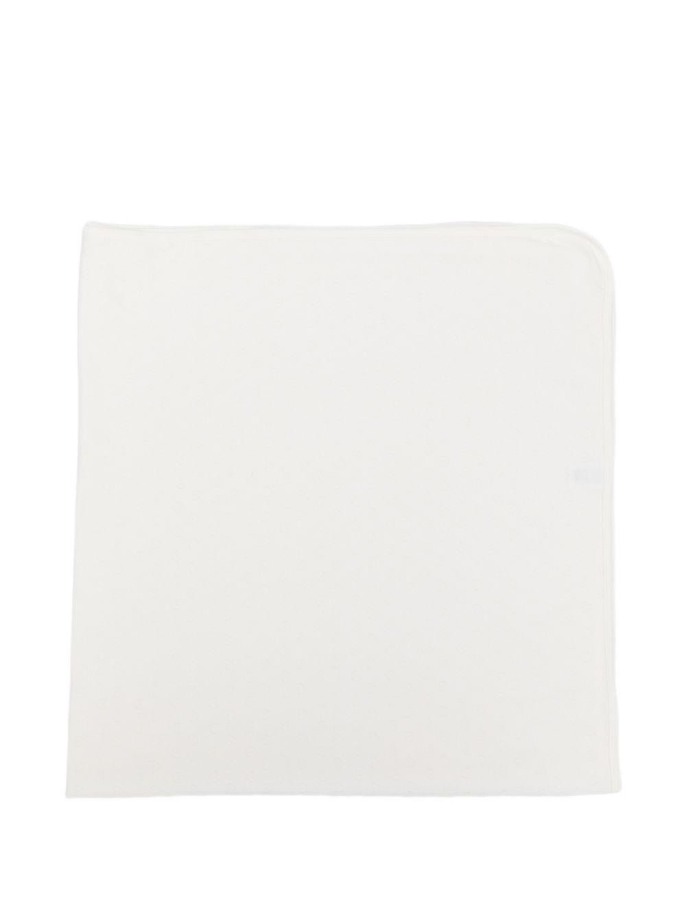 Coperta per neonati Petit Bateau bianca con ricamo cuori all - over - Rubino Kids