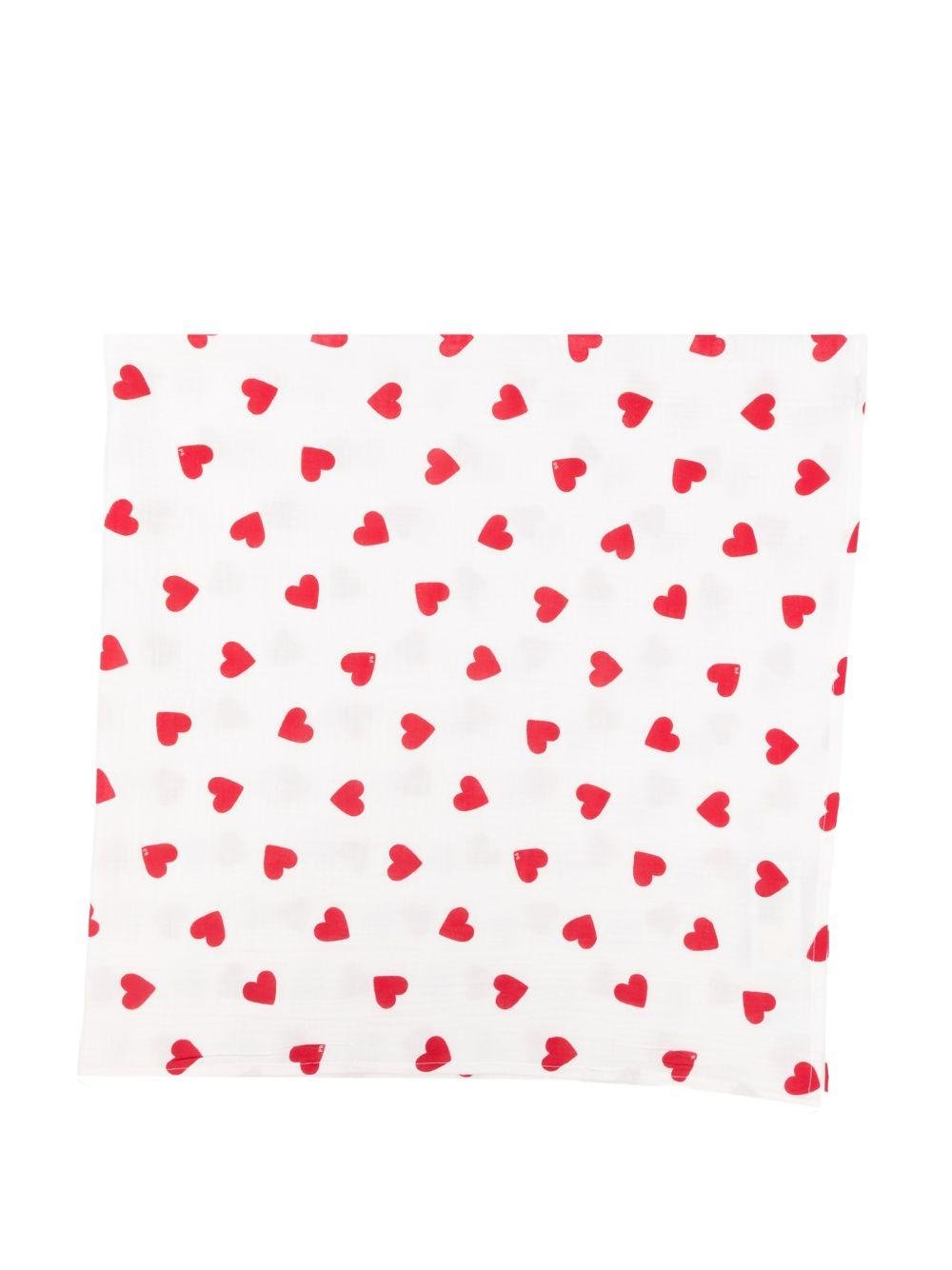 Coperta per neonati Petit Bateau bianca con stampa a cuori all - over - Rubino Kids