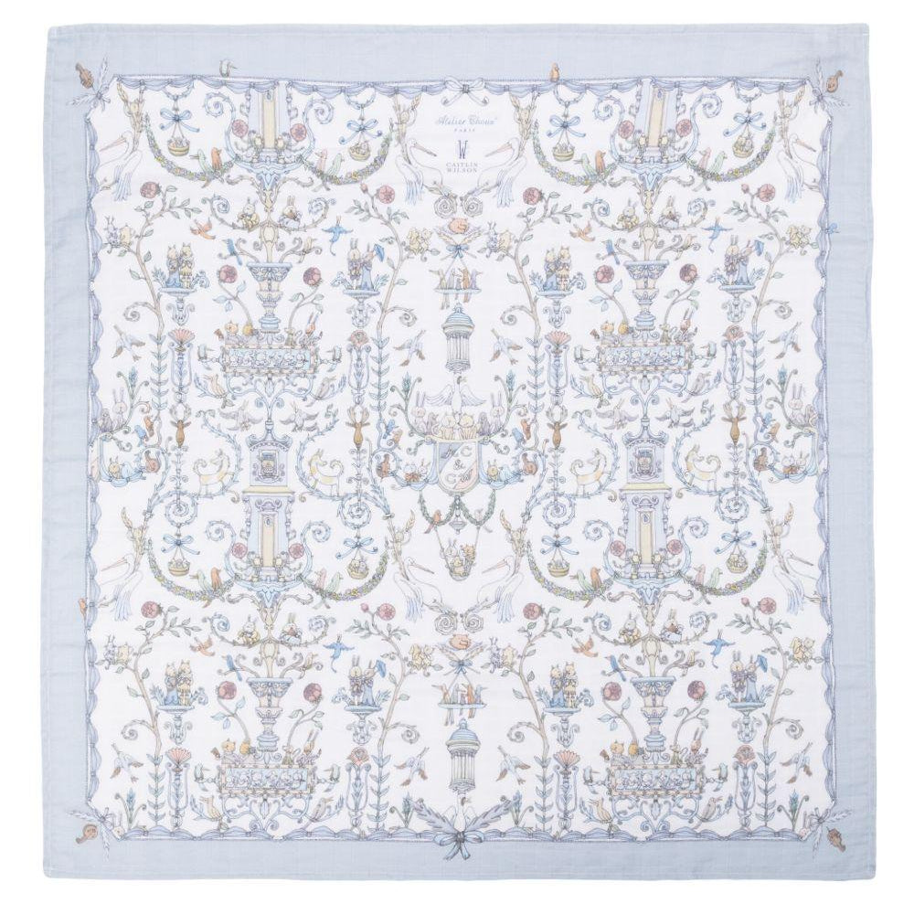 Coperta per neonato Atelier Choux azzurro con stampa all - over - Rubino Kids