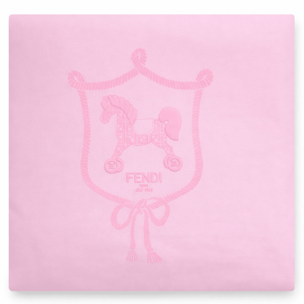 Copertina per neonata Fendi Kids rosa con stampa cavallino Fendi - Rubino Kids