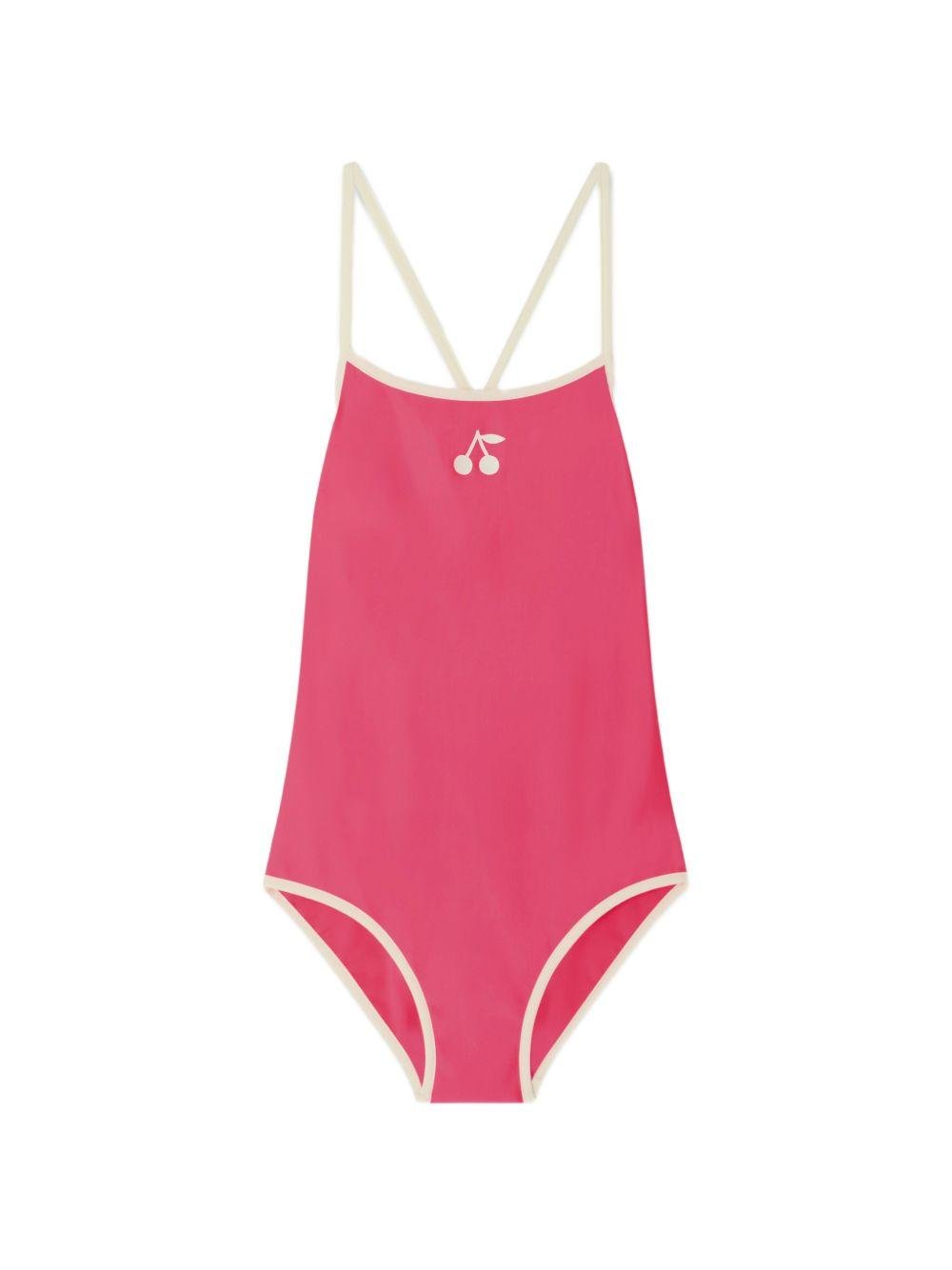 Costume da bagno per bambina Bonpoint rosa con logo sul davanti - Rubino Kids