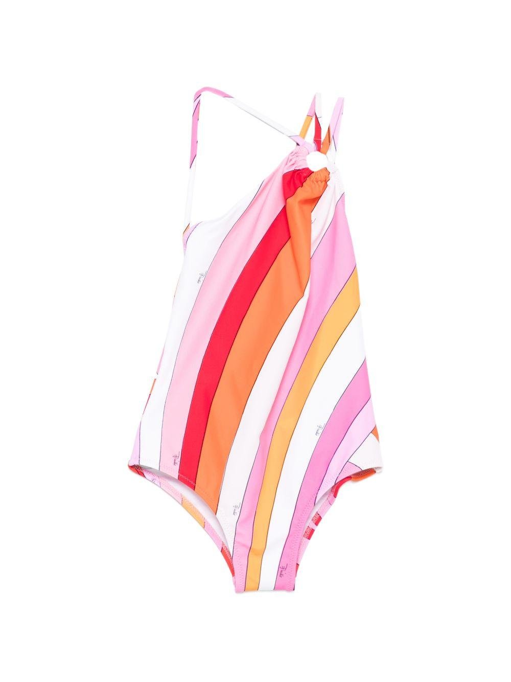 Costume da bagno per bambina Emilio Pucci Junior rosa a righe - Rubino Kids