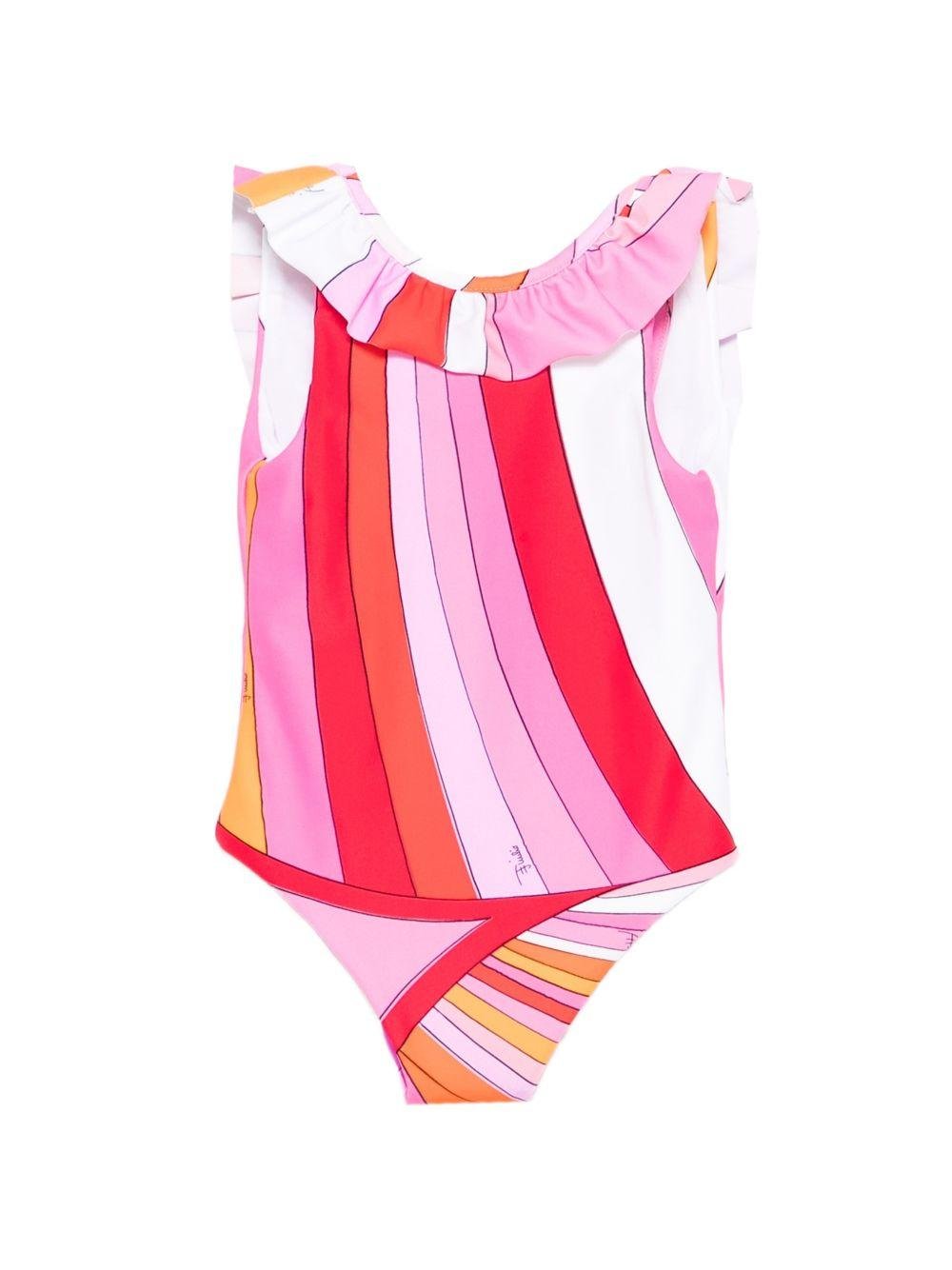Costume da bagno per bambina Emilio Pucci Junior rosa con ruches - Rubino Kids