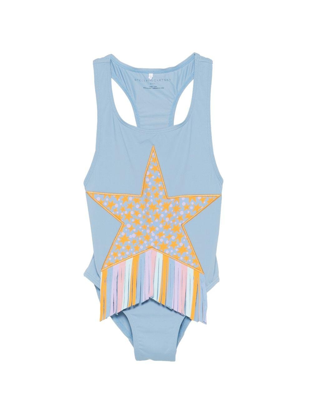 Costume da bagno per bambina Stella McCartney Kids azzurro con frange - Rubino Kids