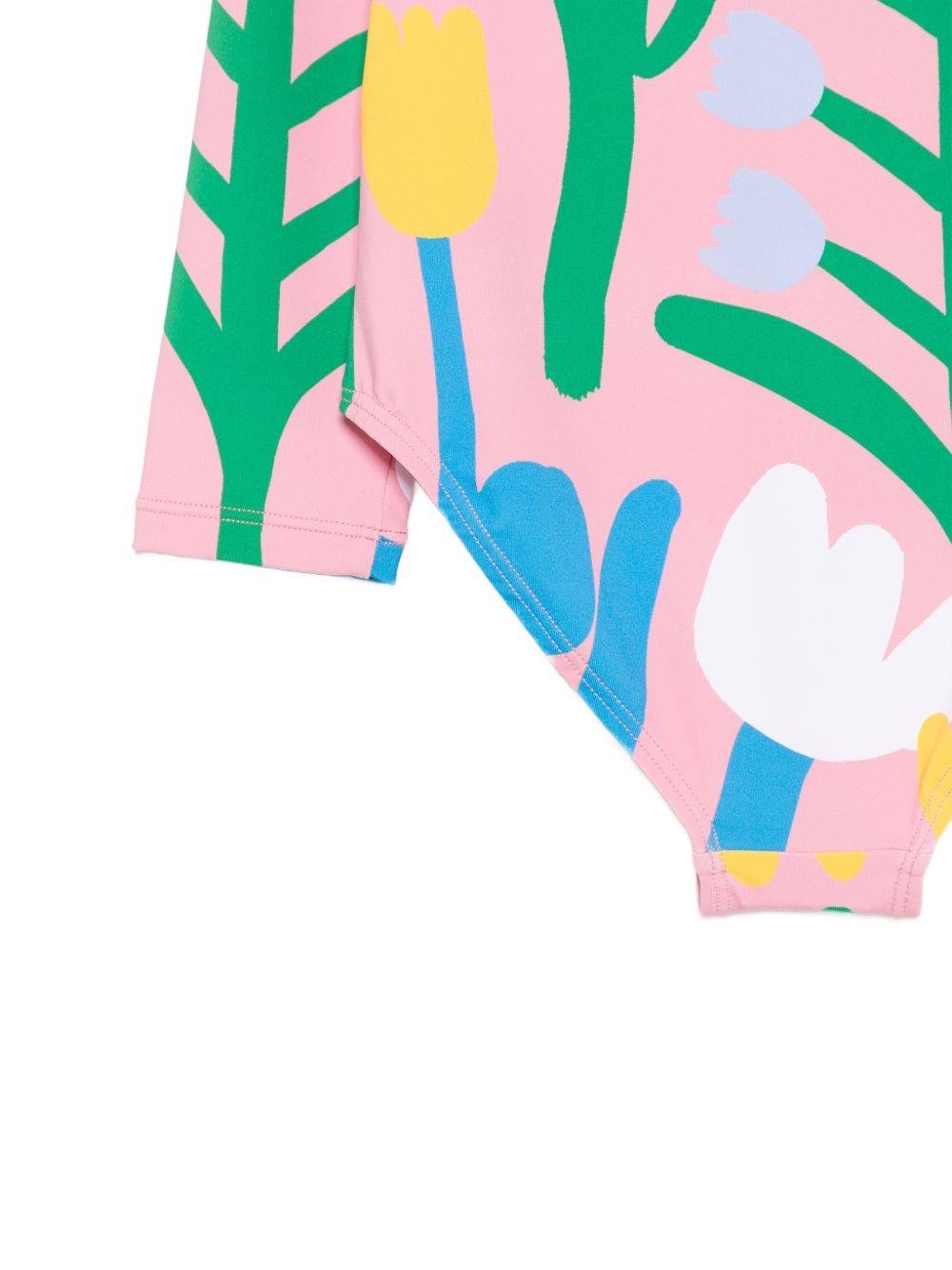 Costume da bagno per bambina Stella McCartney Kids rosa con stampa grafica all - over - Rubino Kids