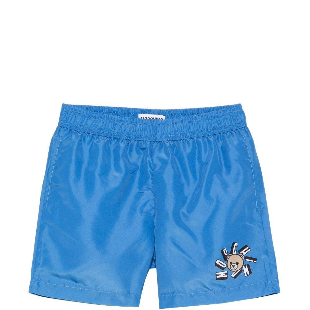 Costume da bagno per bambino Moschino Kids azzurro con stampa logo - Rubino Kids
