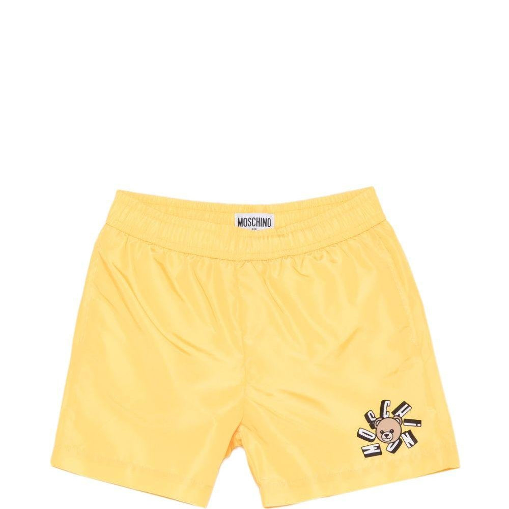 Costume da bagno per bambino Moschino Kids giallo con stampa logo - Rubino Kids