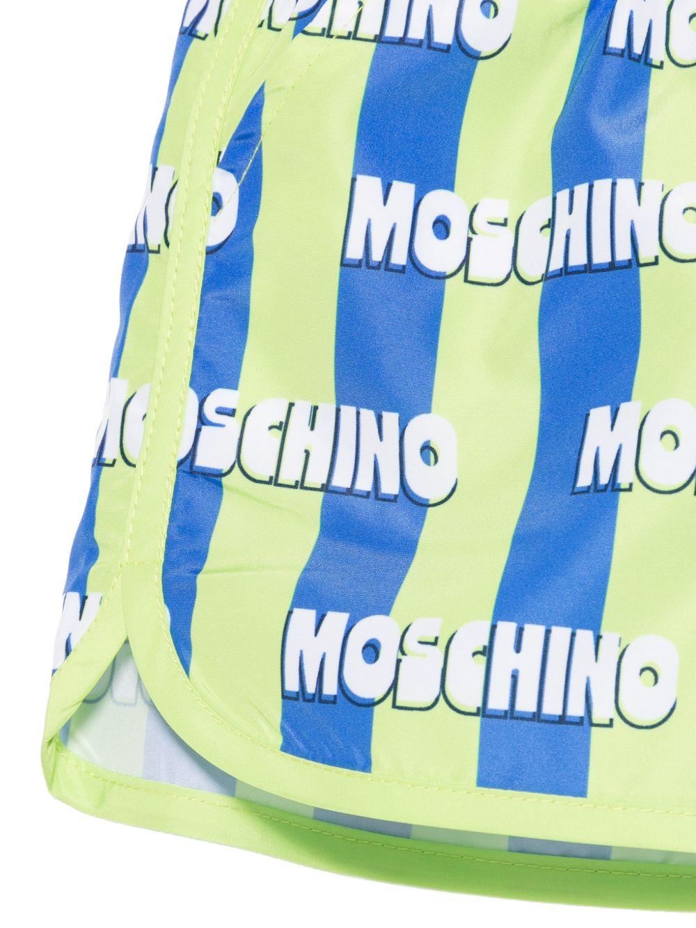 Costume da bagno per neonato Moschino Kids verde con motivo a righe azzurre - Rubino Kids