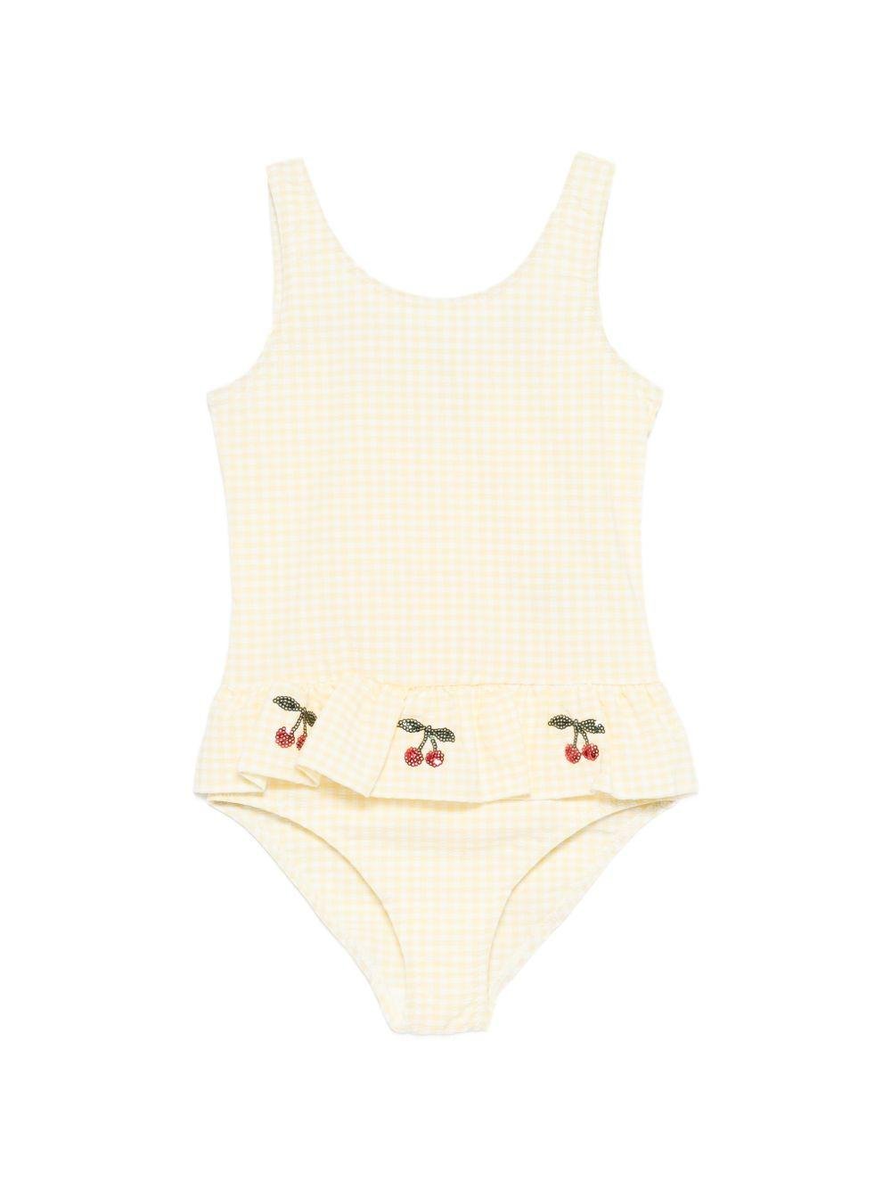 Costume Etta intero per bambina Konges Sløjd giallo con motivo a quadri - Rubino Kids