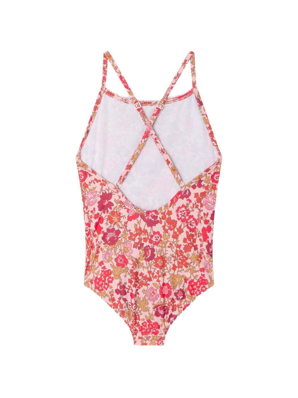 Costume intero Laika per bambina Bonpoint rosa con stampa floreale all - over - Rubino Kids