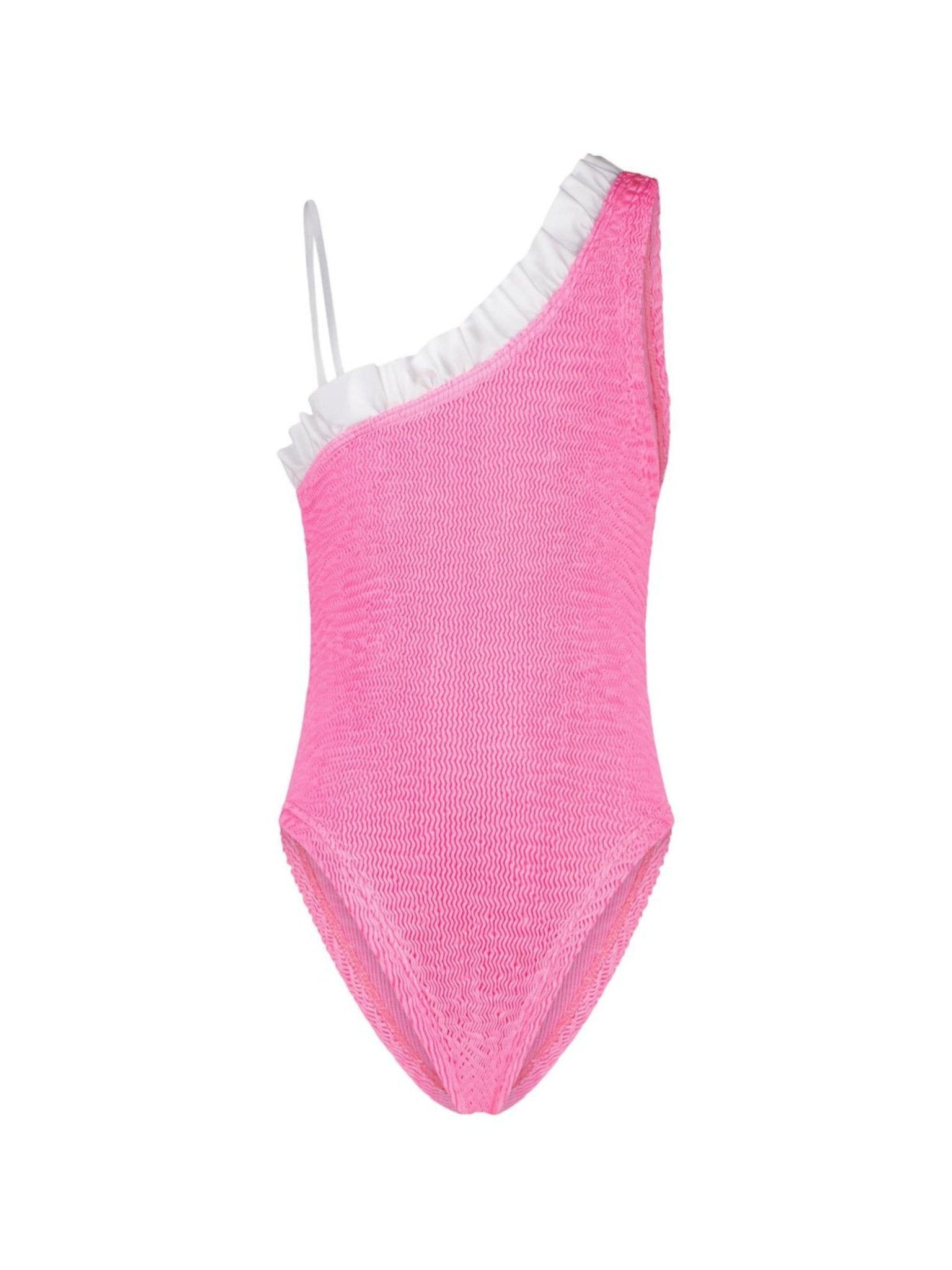 Costume intero Nai per bambina Paramidonna Kids rosa con rifinitura con ruches - Rubino Kids