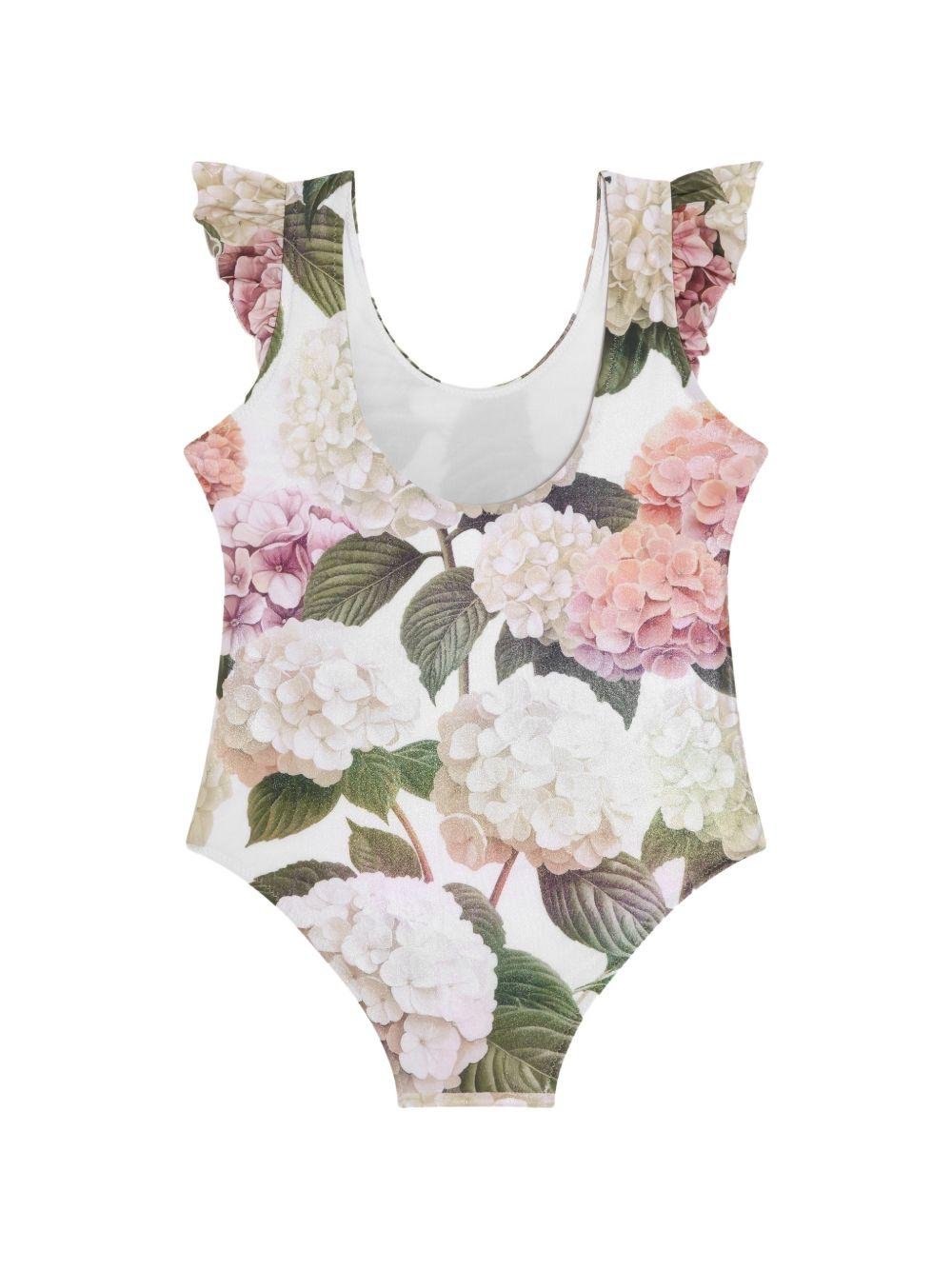 Costume intero per bambina Dolce & Gabbana Kids bianco con stampa orchidee all - over - Rubino Kids