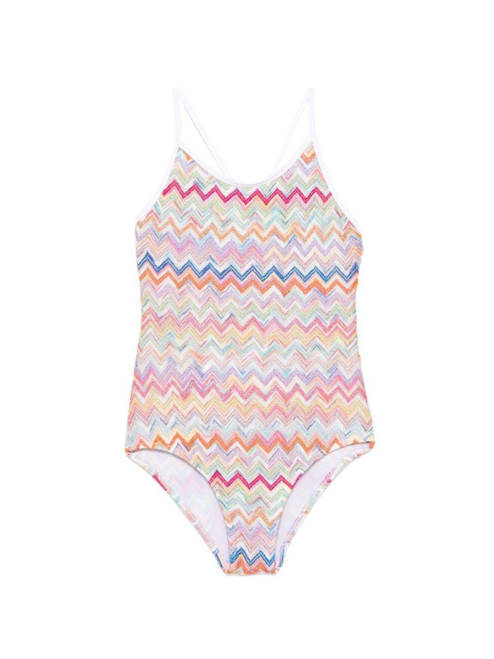 Costume intero per bambina Missoni Kids multicolore con design a chevron - Rubino Kids
