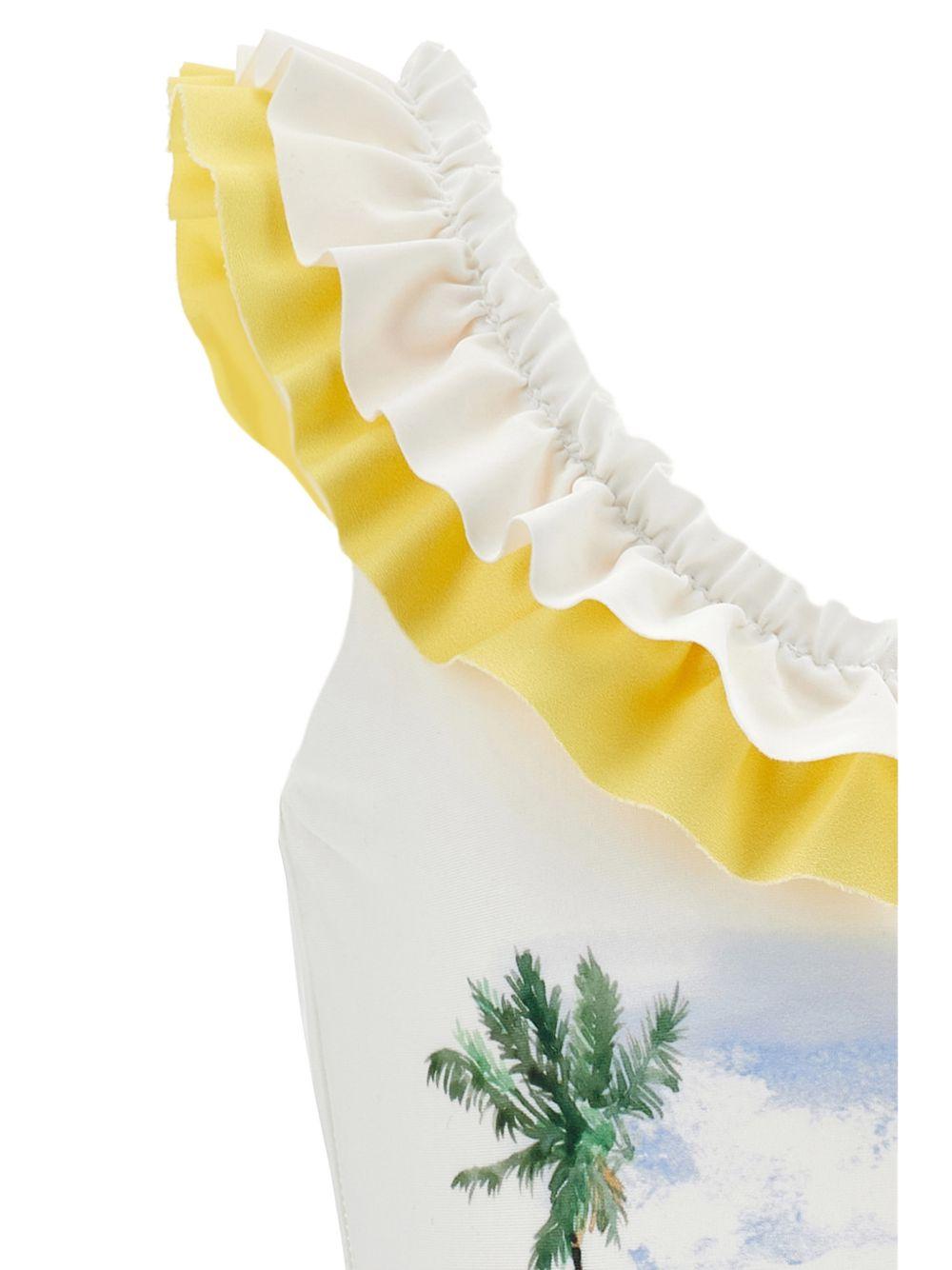 Costume intero per bambina Monnalisa bianco con stampa grafica - Rubino Kids