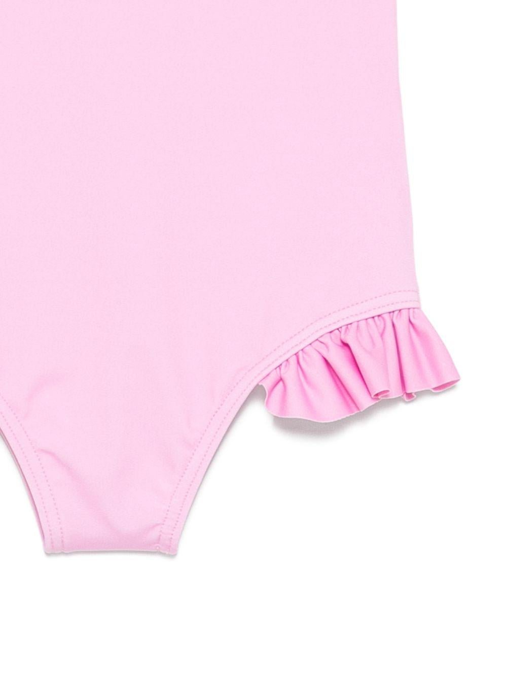 Costume intero per neonata Moschino Kids rosa con stampa Teddy Bear sul davanti - Rubino Kids