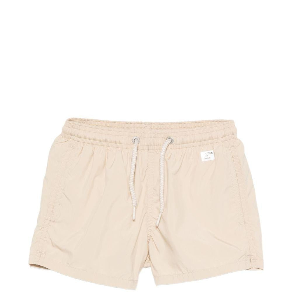 Costume per bambino MC2 Saint Barth Kids beige con toppa con logo sul retro - Rubino Kids