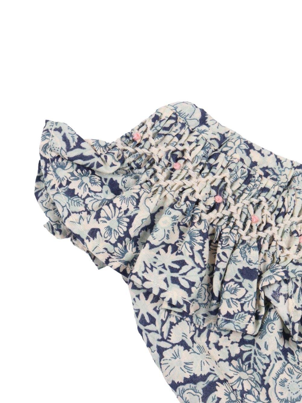 Costume per neonata Bonpoint blu con stampa floreale all - over - Rubino Kids