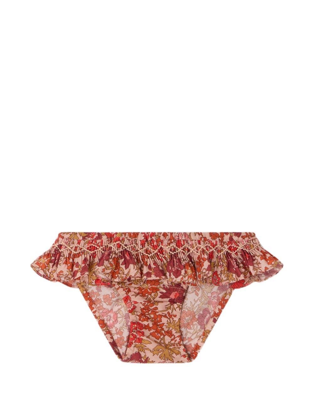 Costume per neonata Bonpoint rosso con stampa a fiori - Rubino Kids