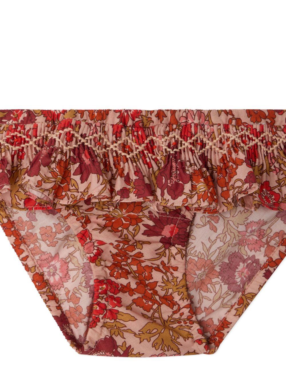 Costume per neonata Bonpoint rosso con stampa a fiori - Rubino Kids