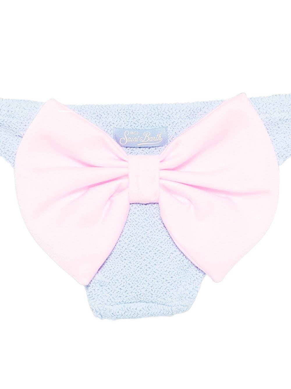 Costume per neonata MC2 Saint Barth Kids azzurro con dettaglio fiocco - Rubino Kids