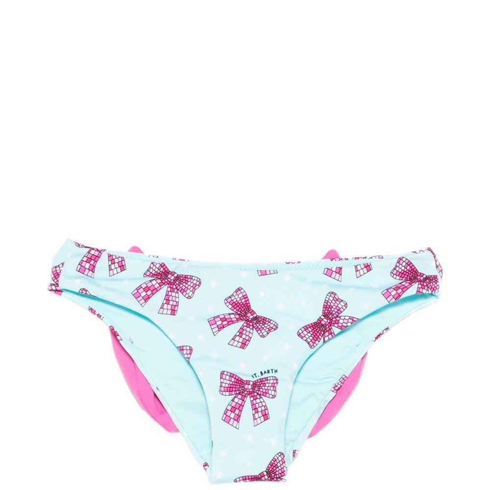 Costume per neonata MC2 Saint Barth Kids azzurro con stampa fiocchi all - over - Rubino Kids