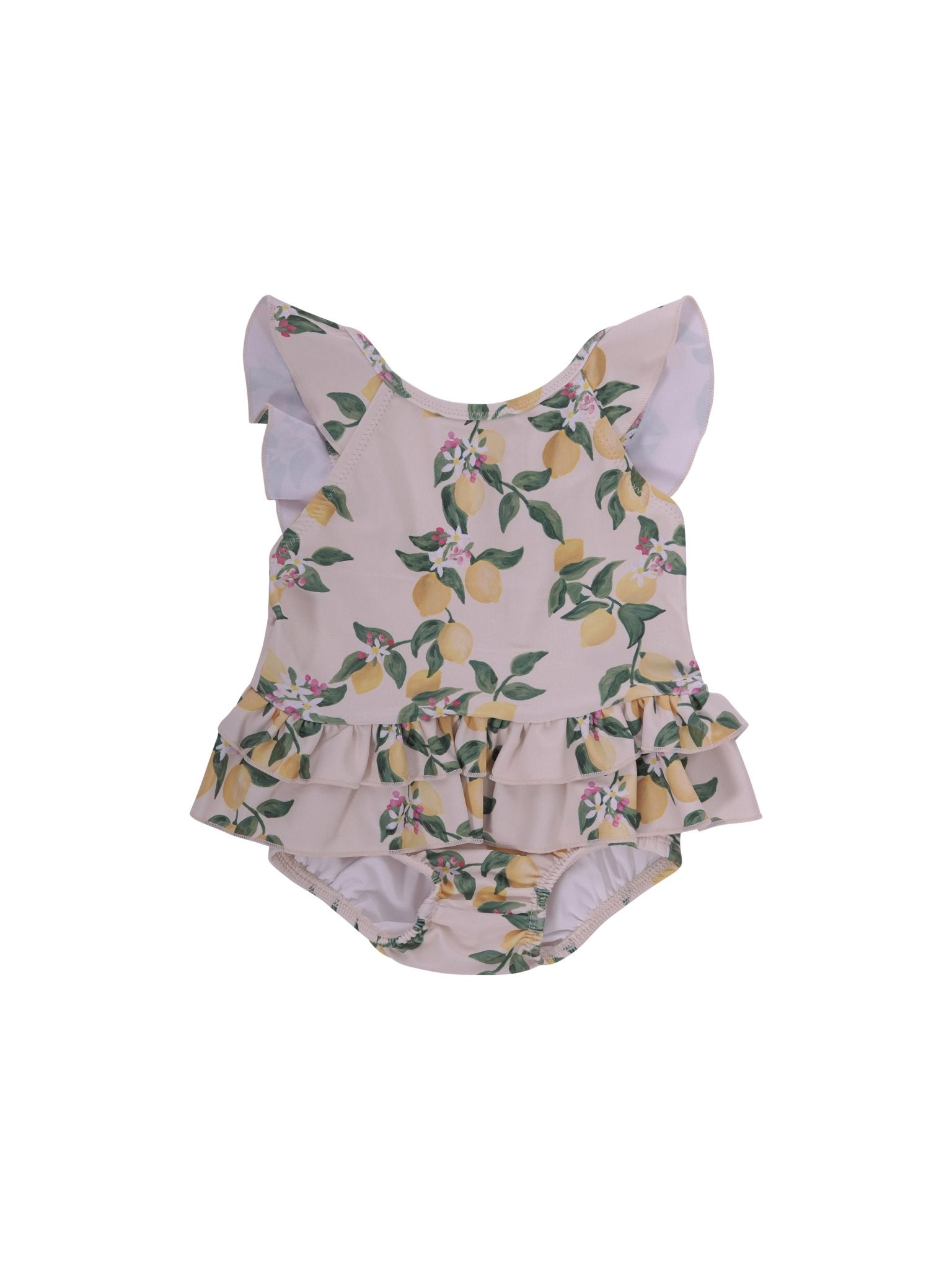 Costume per neonata Molo beige con stampa limoni - Rubino Kids