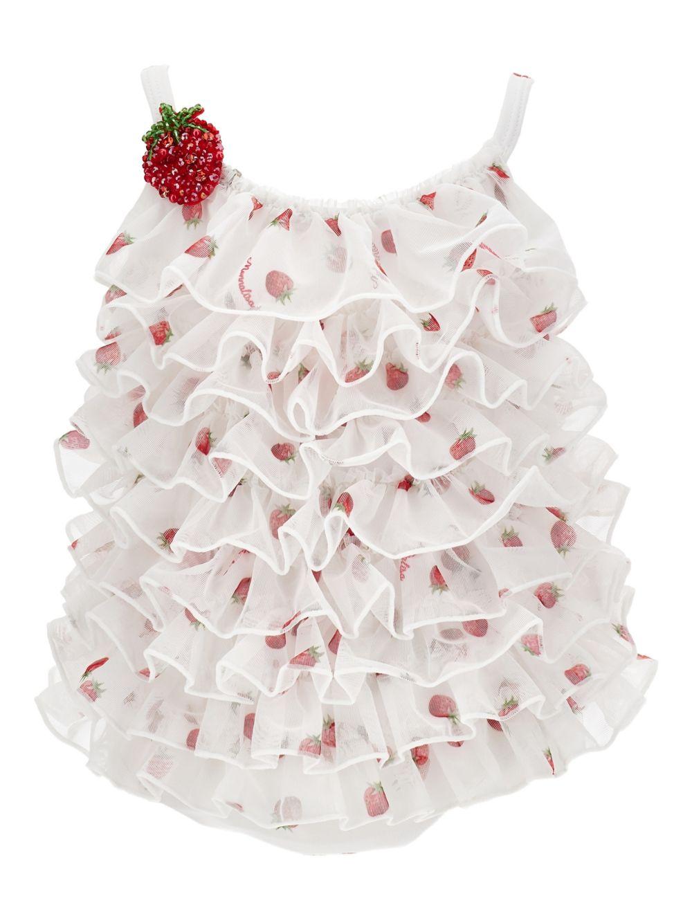 Costume per neonata Monnalisa bianco con spalline regolabili - Rubino Kids