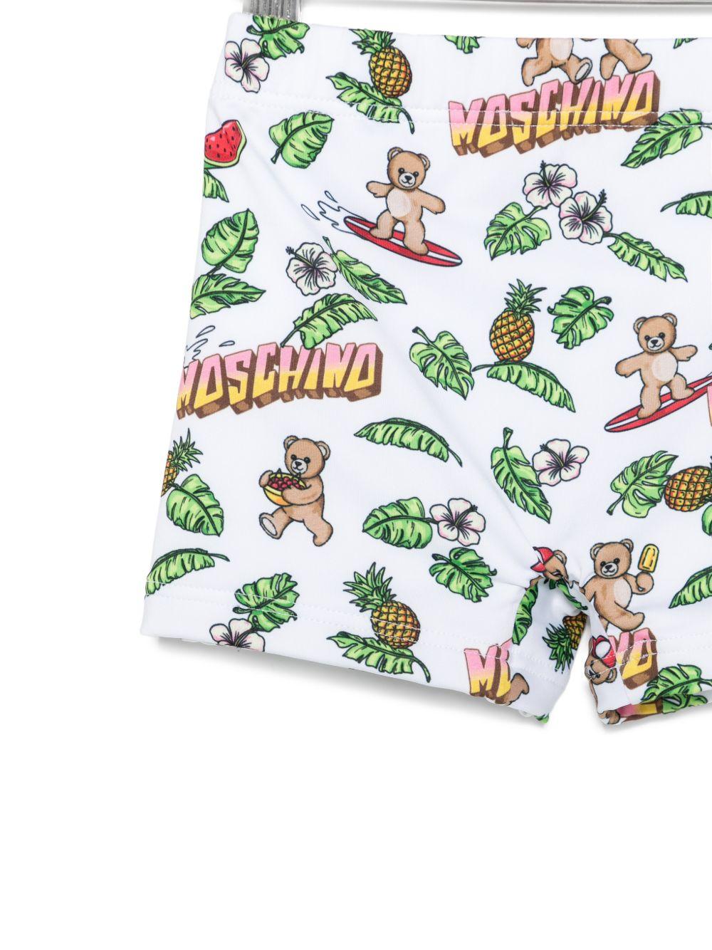 Costume per neonato Moschino Kids bianco con stampa grafica all - over - Rubino Kids