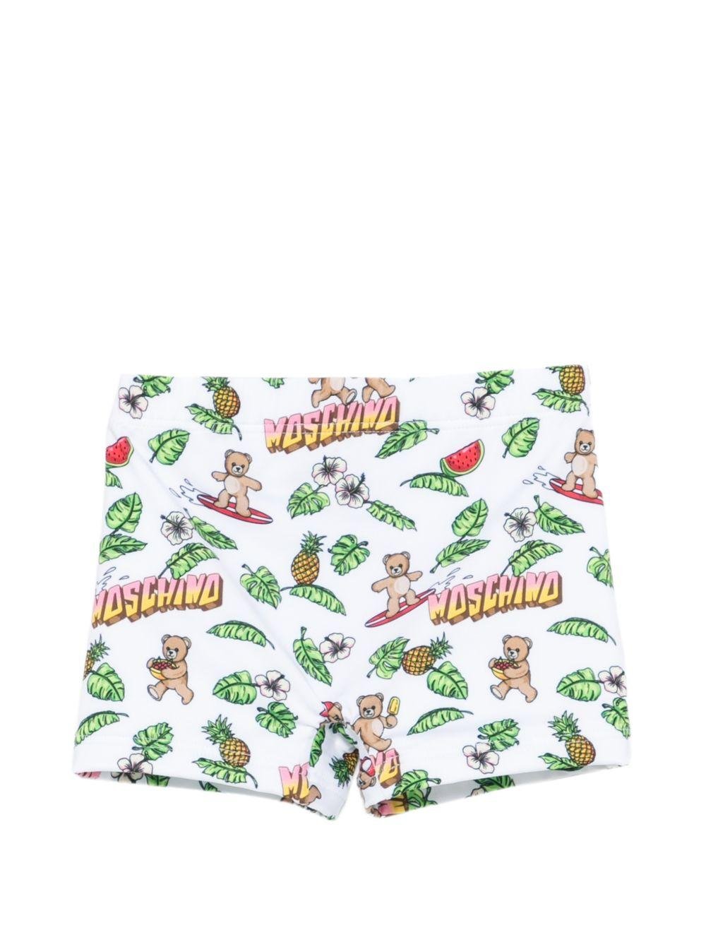 Costume per neonato Moschino Kids bianco con stampa grafica all - over - Rubino Kids
