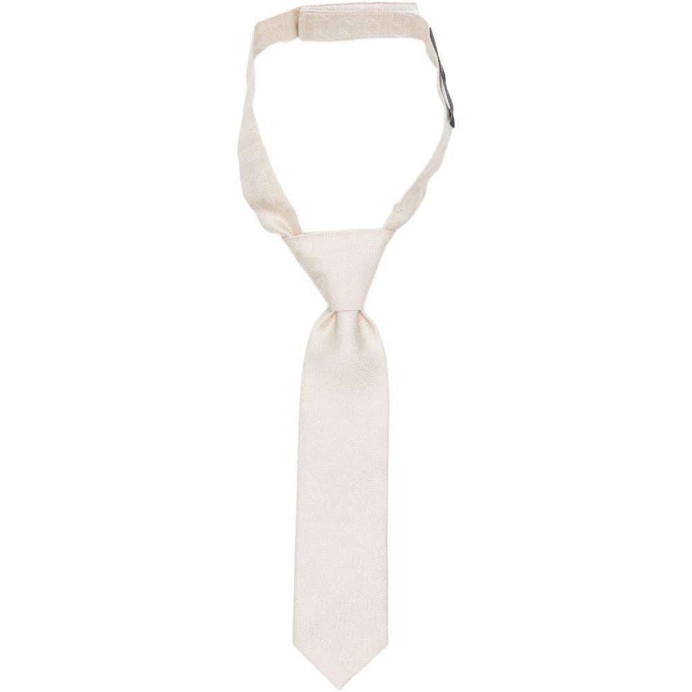 Cravatta per neonato Emporio Armani Kids beige con logo jacquard - Rubino Kids