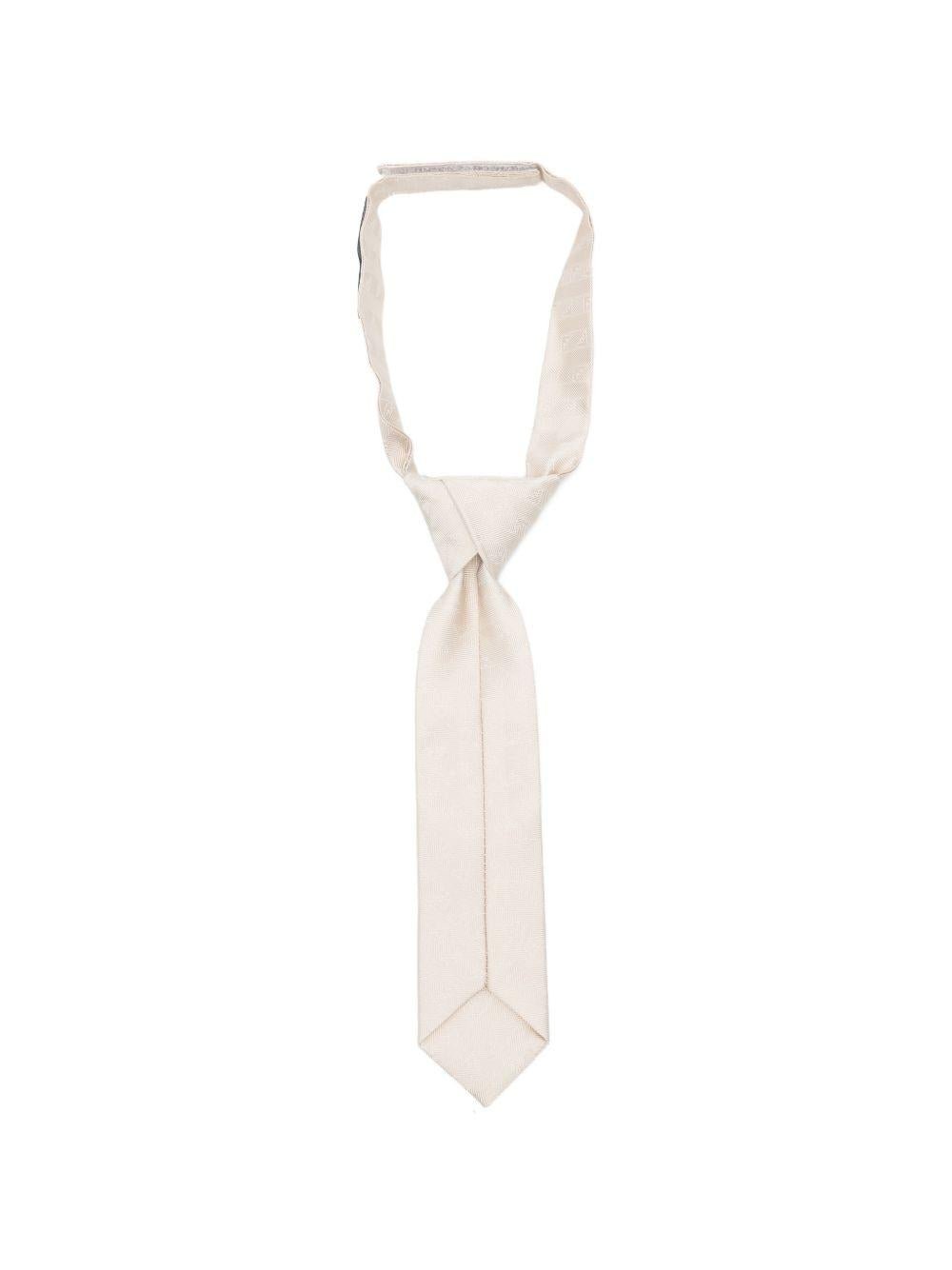 Cravatta per neonato Emporio Armani Kids beige con logo jacquard - Rubino Kids