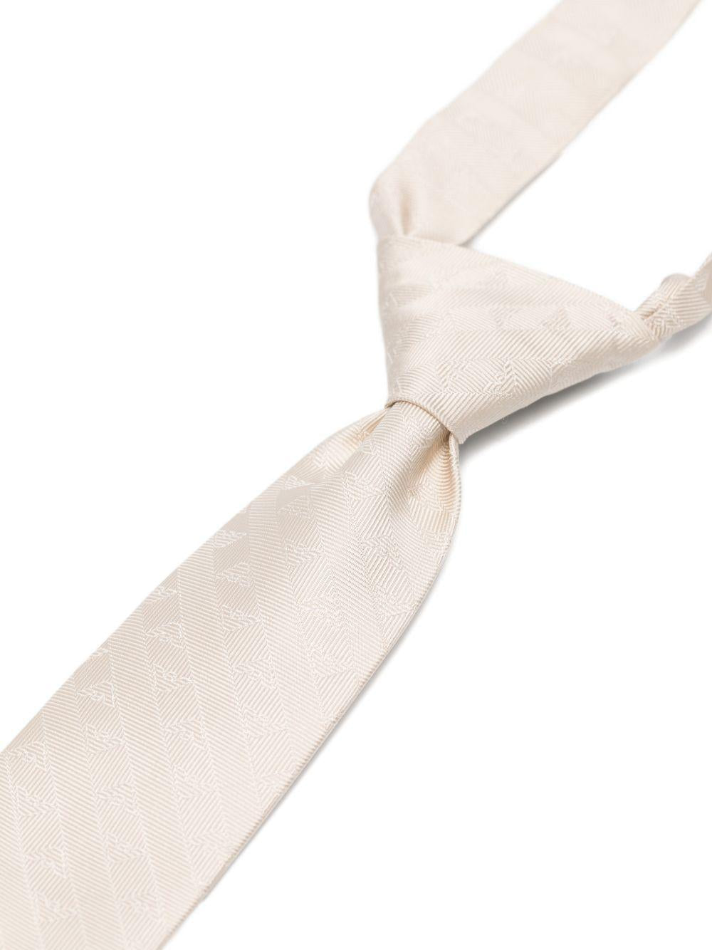 Cravatta per neonato Emporio Armani Kids beige con logo jacquard - Rubino Kids