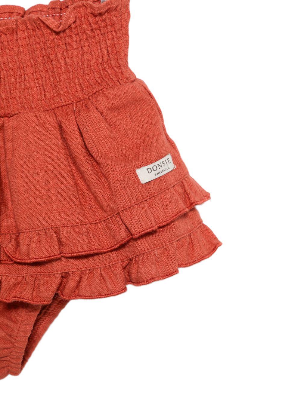 Culotte per neonata Donsje arancione con dettaglio arricciatura - Rubino Kids