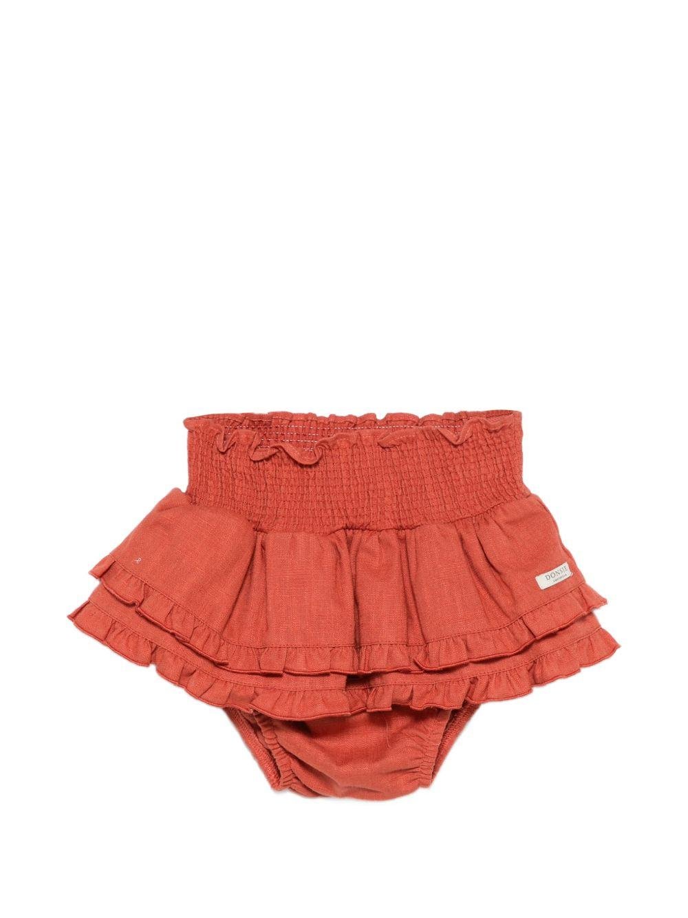 Culotte per neonata Donsje arancione con dettaglio arricciatura - Rubino Kids