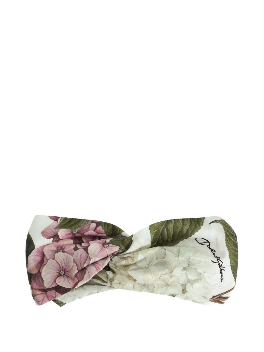 Fascia per capelli per neonata Dolce & Gabbana Kids bianca con fiori - Rubino Kids