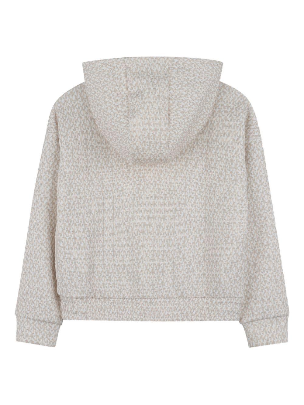 Felpa con zip per bambino Michael Kors Kids beige con stampa logo all - over - Rubino Kids