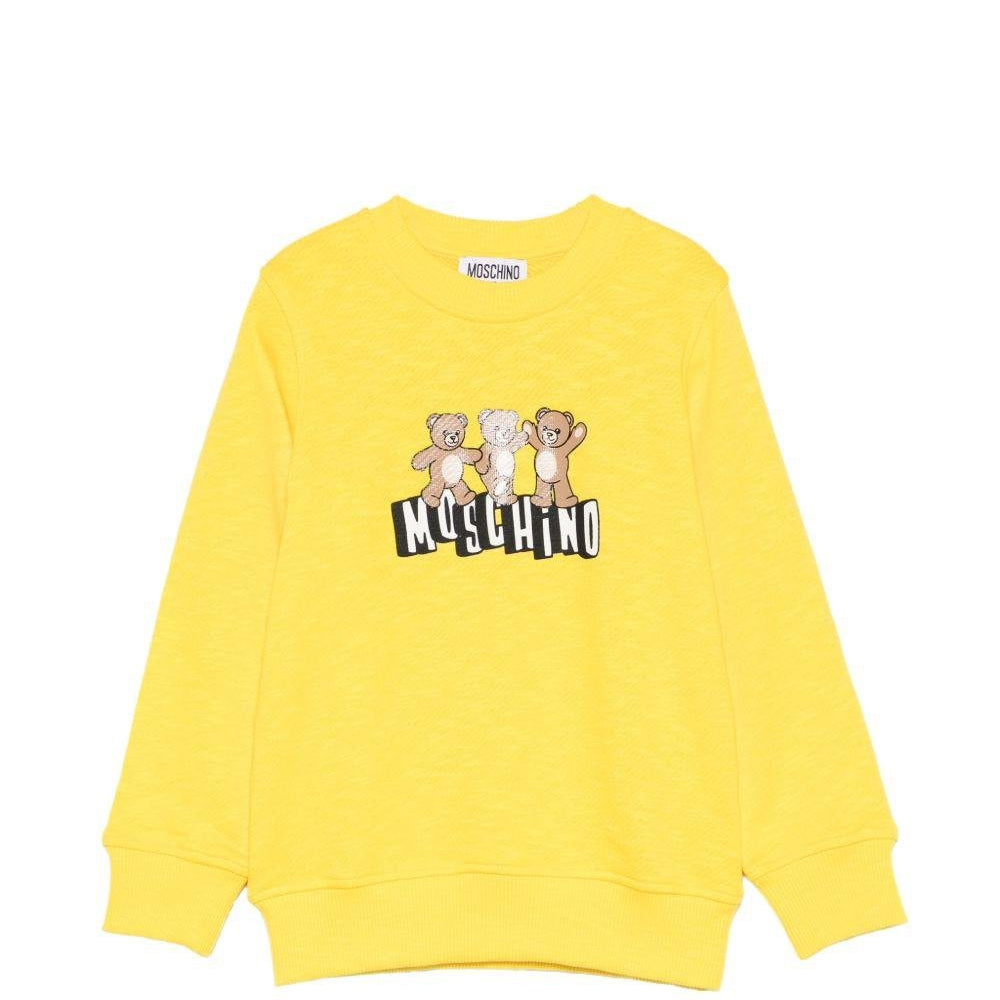 Felpa da bambino Moschino Kids gialla con stampa orsetti - Rubino Kids