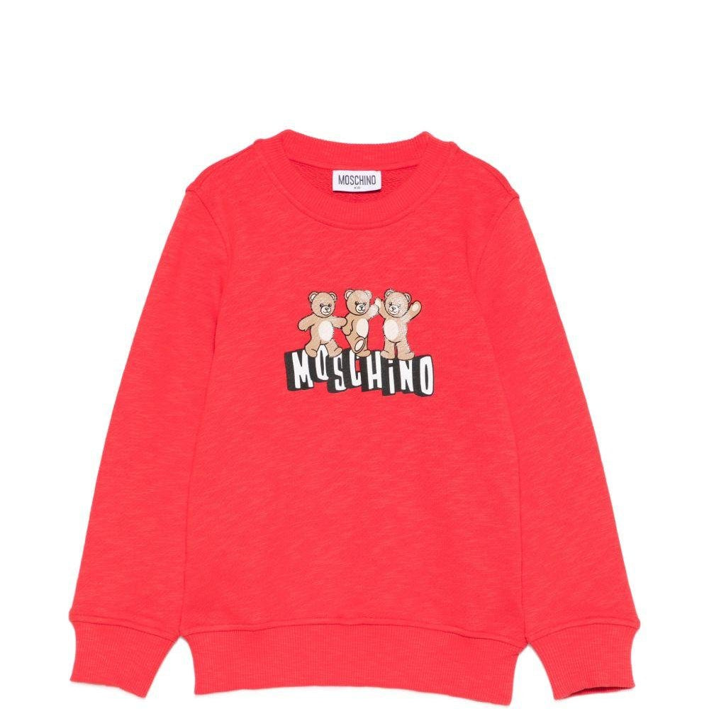 Felpa da bambino Moschino Kids rossa con stampa orsetti - Rubino Kids