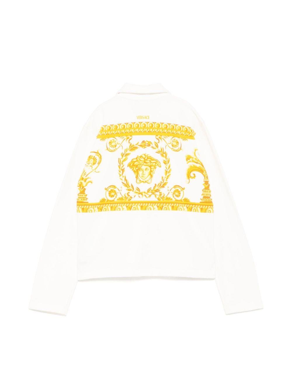 Felpa in cotone per bambino Versace Kids bianco con zip e logo - Rubino Kids