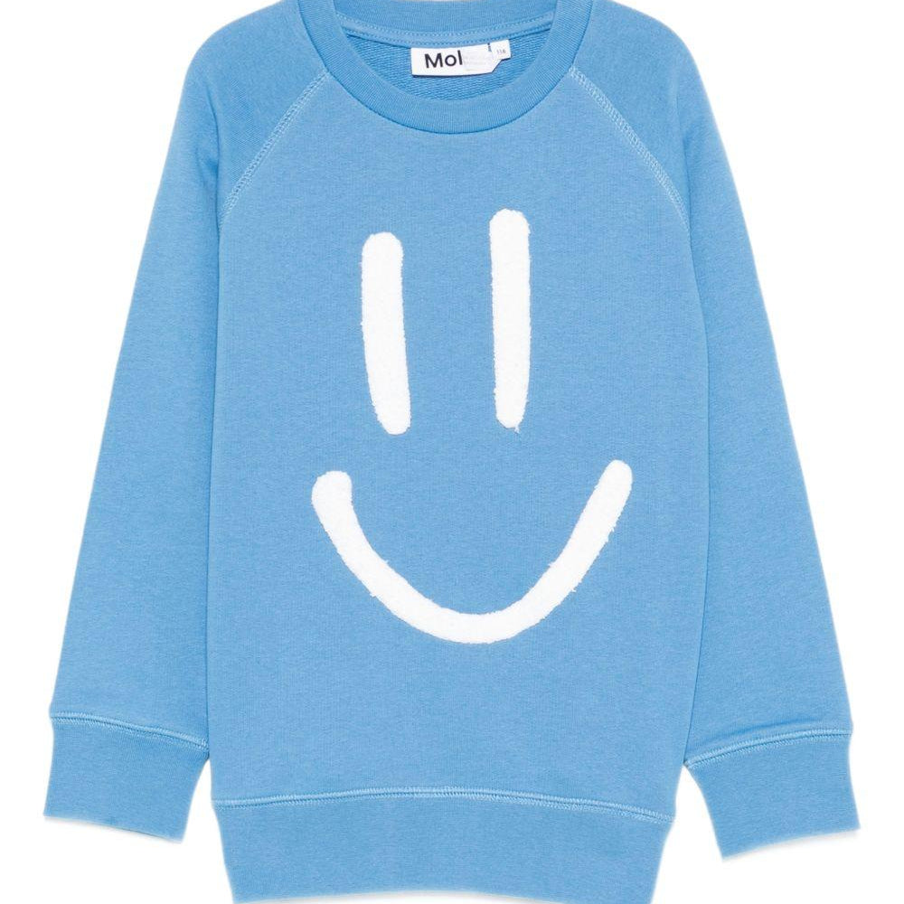 Felpa Mike per bambino Molo azzurra con stampa smile - Rubino Kids
