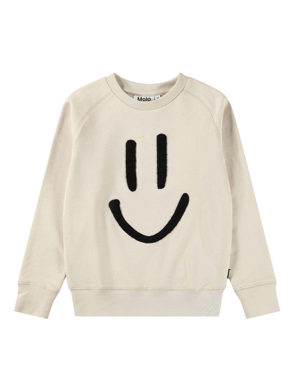 Felpa Mike per bambino Molo beige con stampa smile - Rubino Kids