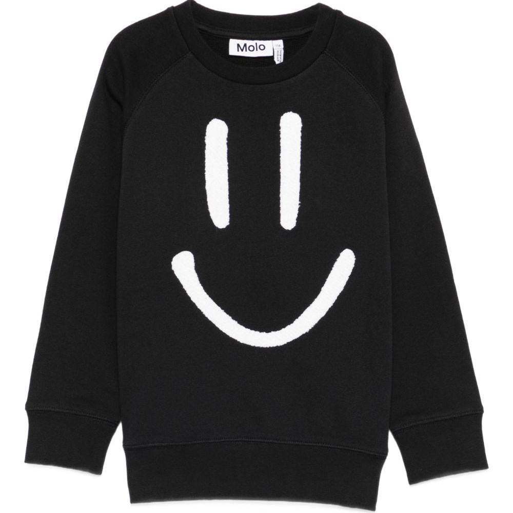 Felpa Mike per bambino Molo nera con stampa smile sul davanti - Rubino Kids