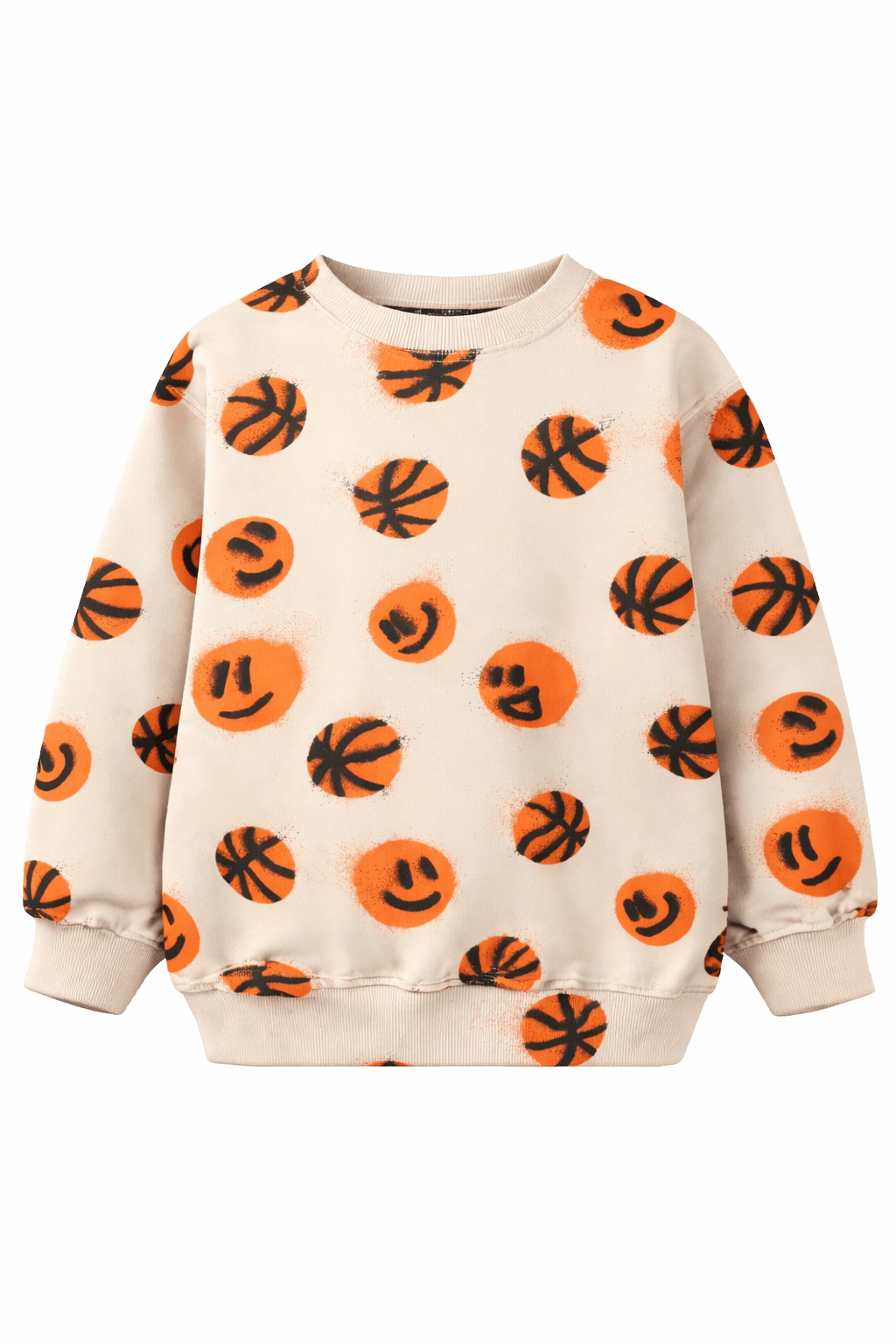 Felpa Monti per bambino Molo beige con stampa basketball - Rubino Kids