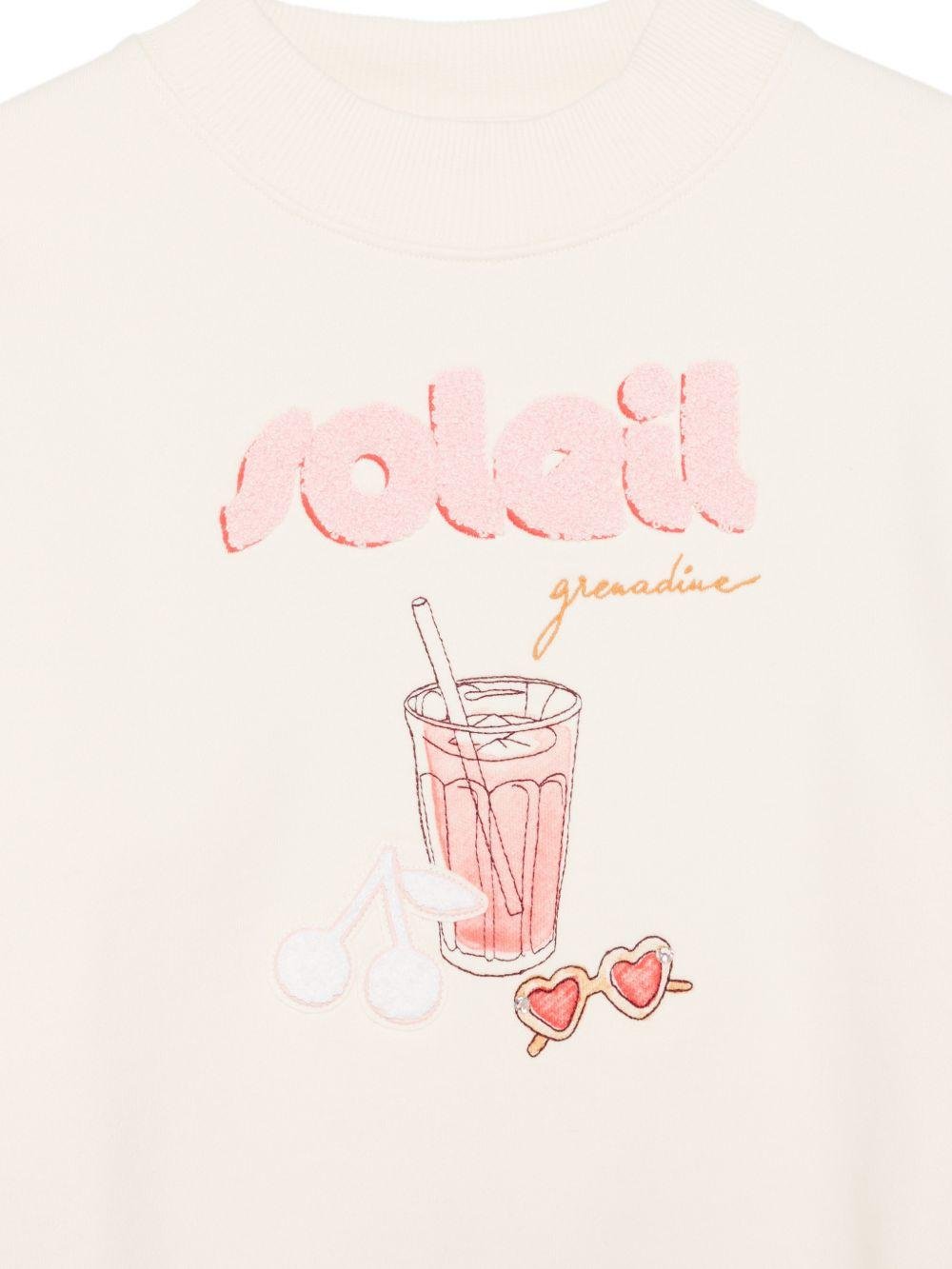 Felpa per bambina Bonpoint bianco sporco con stampa grafica - Rubino Kids