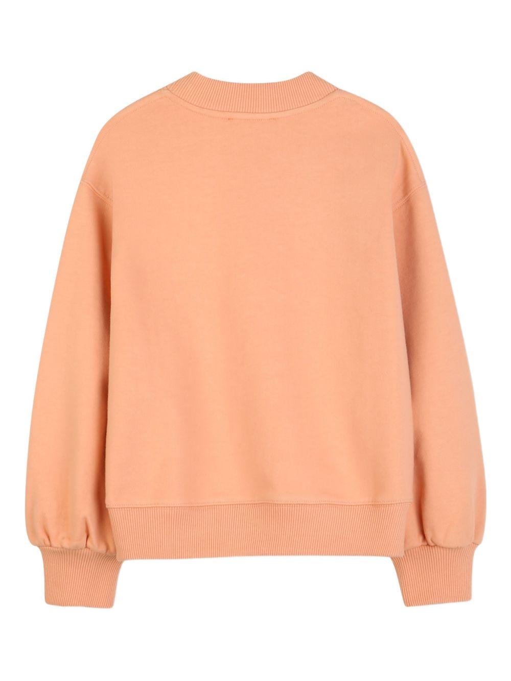 Felpa per bambina Chloé Kids arancione con stampa con logo - Rubino Kids