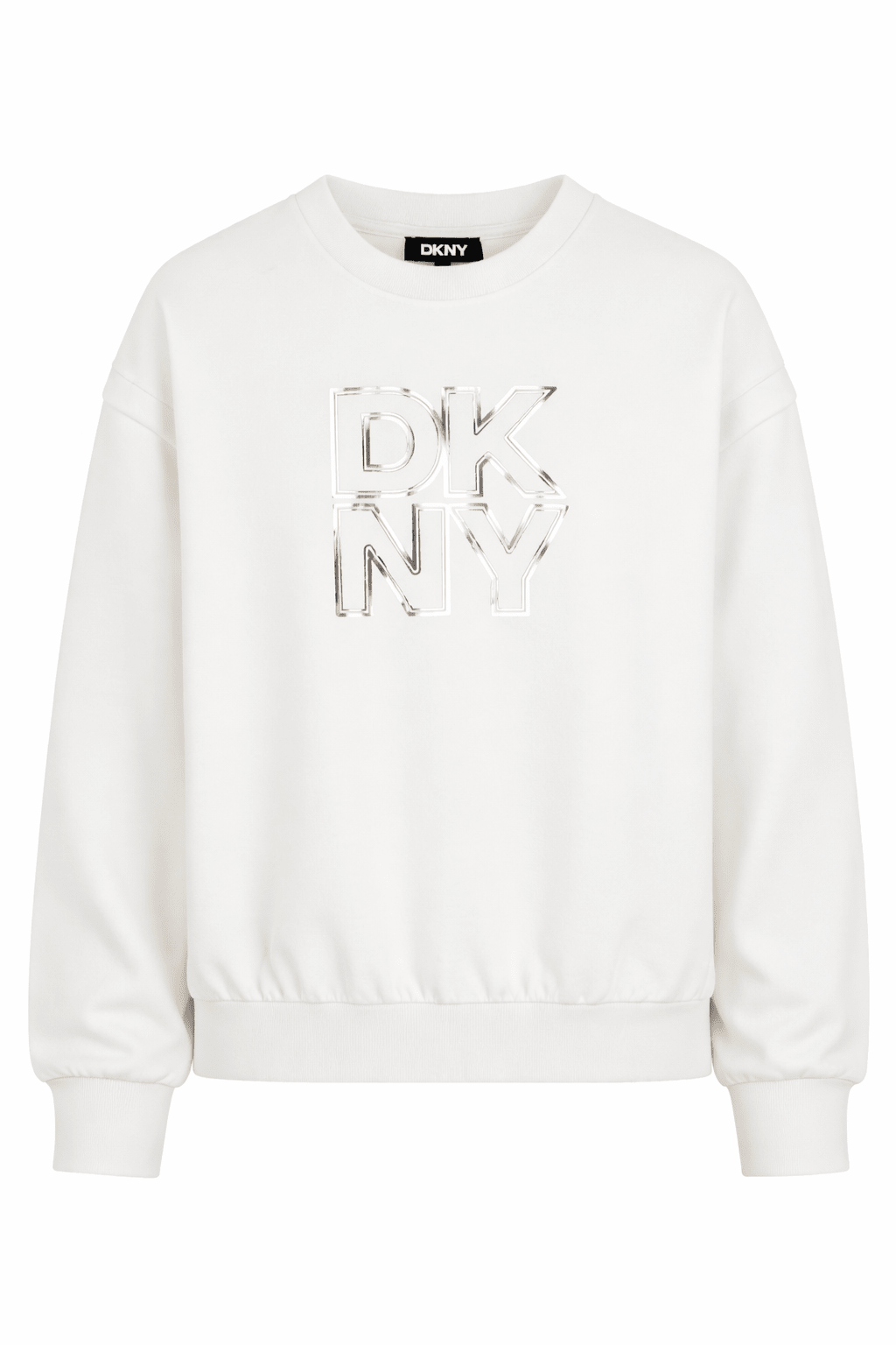 Felpa per bambina Dkny Kids bianca con stampa logo sul davanti - Rubino Kids