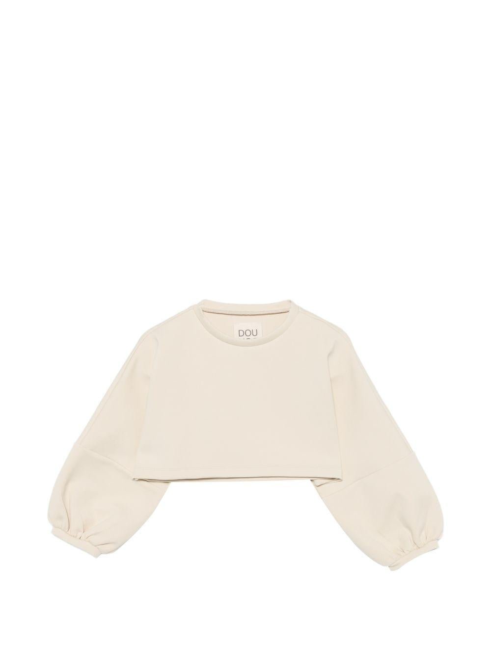 Felpa per bambina Douuod Kids beige con design crop - Rubino Kids