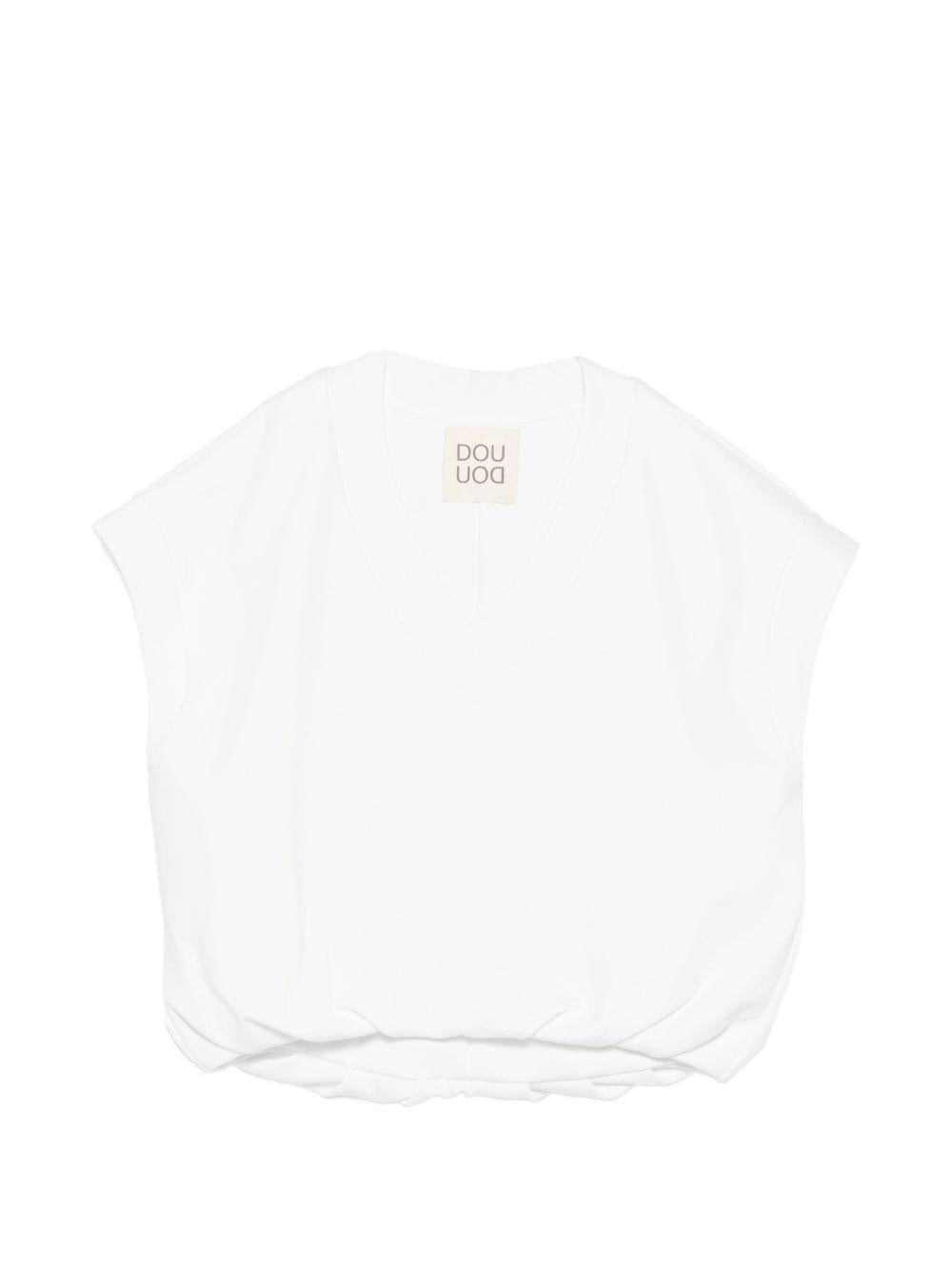 Felpa per bambina Douuod Kids bianca con scollo a V - Rubino Kids