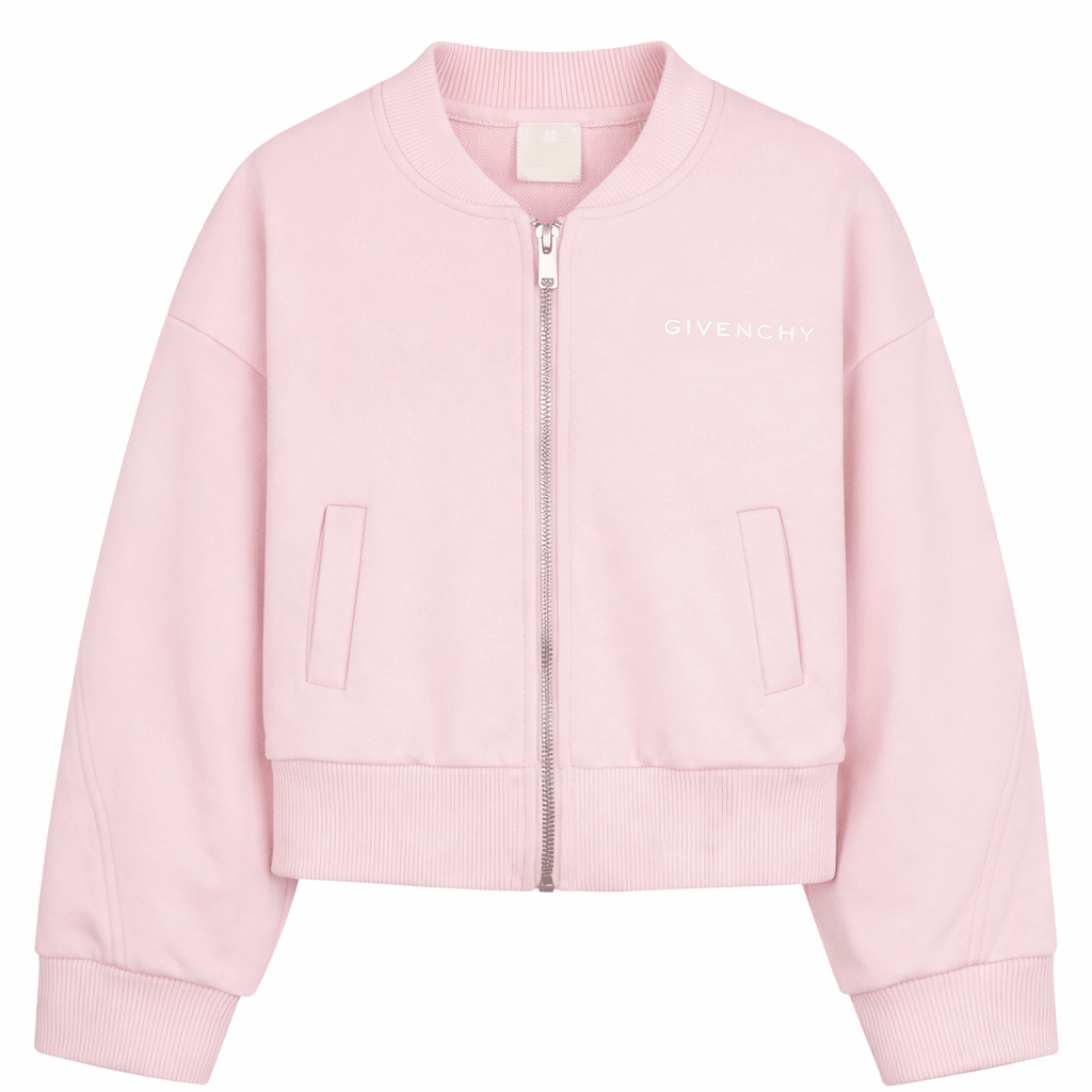 Felpa per bambina Givenchy Kids rosa con chiusura con cerniera - Rubino Kids